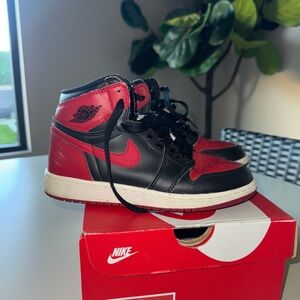 Jordan 1 Nike Red and Black High-Top Sneakers